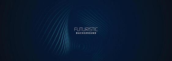 background in futuristic data technology. Halftone waves with dots. flowing dots on a dark blue backdrop. Particles of digital waves in abstraction. Background for an abstract halftone illustration vector