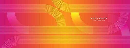 Abstract orange, pink gradient waving circles lines Technology web banner background. Modern yellow, purple gradient with glowing lines and shiny geometric diagonal shape for brochure, cover, header vector