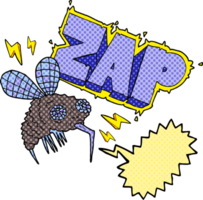 hand drawn comic book speech bubble cartoon fly zapped png