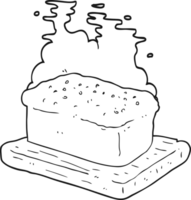 hand drawn black and white cartoon loaf of bread png