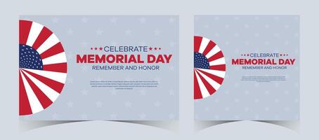 Set of memorial day sale web banner. Happy memorial day holiday sale post. Memorial day weekend sale banner. Memorial Day social media promotion template design in USA national flag colors vector