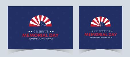 Set of memorial day sale web banner. Happy memorial day holiday sale post. Memorial day weekend sale banner. Memorial Day social media promotion template design in USA national flag colors vector