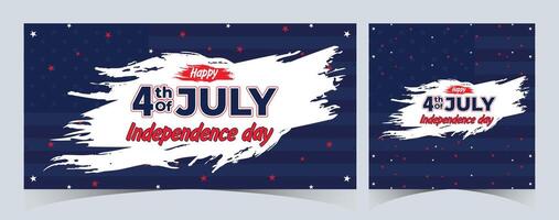 Set of Happy 4th of July. Fourth July Independence Day USA. Independence Day sale web banner. Independence Day USA social media promotion template. greeting card, poster with United States flag vector