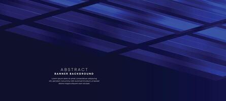 Abstract dark blue gradient overlay background with modern geometric square shape graphic element. Navy blue stripes diagonal paper cut banner suit for brochure, poster, website, header, corporate vector