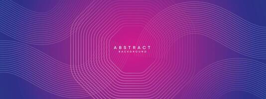 Blue, purple gradient abstract waving circles lines Technology web banner background. Modern magenta, pink gradient with glowing lines and shiny geometric diagonal shape for brochure, cover, header vector