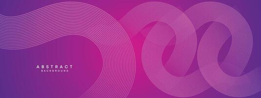 Blue, purple gradient abstract waving circles lines Technology web banner background. Modern magenta, pink gradient with glowing lines and shiny geometric diagonal shape for brochure, cover, header vector