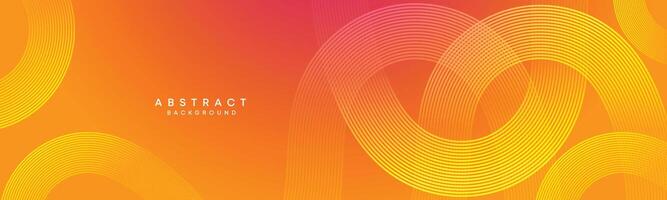 Abstract orange, pink gradient waving circles lines Technology web banner background. Modern yellow, purple gradient with glowing lines and shiny geometric diagonal shape for brochure, cover, header vector