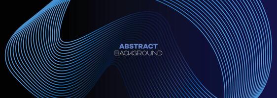 Dark blue abstract banner background with glowing geometric circles lines. Modern navy blue gradient shiny lines pattern and Futuristic technology web background for brochure, cover, poster, header vector