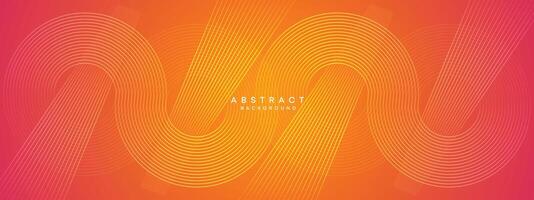 Abstract orange, pink gradient waving circles lines Technology web banner background. Modern yellow, purple gradient with glowing lines and shiny geometric diagonal shape for brochure, cover, header vector