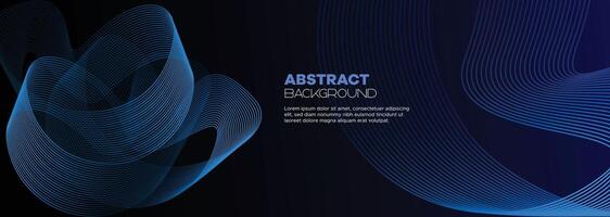 Dark blue abstract banner background with glowing geometric circles lines. Modern navy blue gradient shiny lines pattern and Futuristic technology web background for brochure, cover, poster, header vector