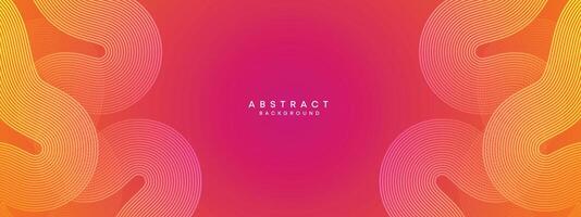Abstract orange, pink gradient waving circles lines Technology web banner background. Modern yellow, purple gradient with glowing lines and shiny geometric diagonal shape for brochure, cover, header vector