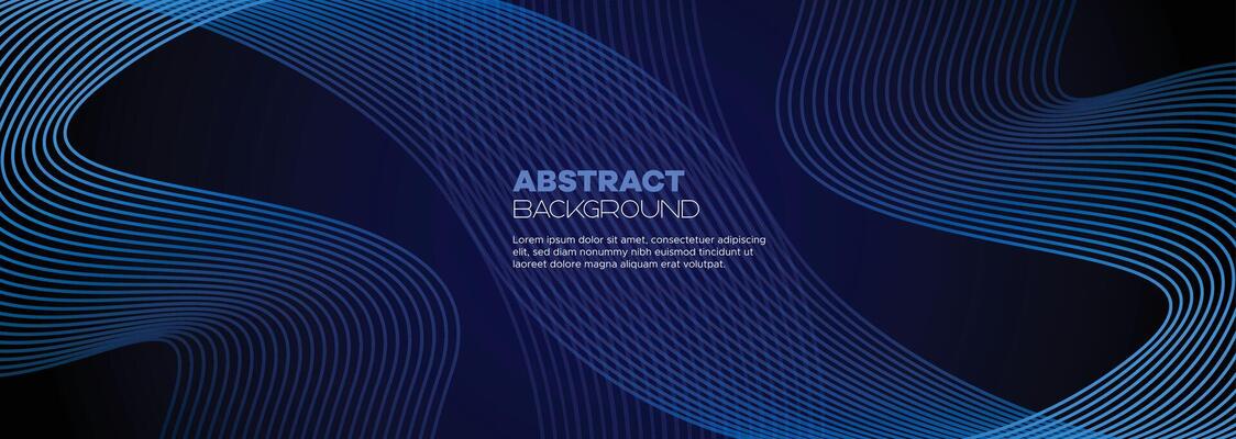 Dark blue abstract banner background with glowing geometric circles lines. Modern navy blue gradient shiny lines pattern and Futuristic technology web background for brochure, cover, poster, header