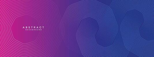 Blue, purple gradient abstract waving circles lines Technology web banner background. Modern magenta, pink gradient with glowing lines and shiny geometric diagonal shape for brochure, cover, header vector