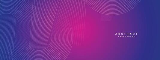 Blue, purple gradient abstract waving circles lines Technology web banner background. Modern magenta, pink gradient with glowing lines and shiny geometric diagonal shape for brochure, cover, header vector