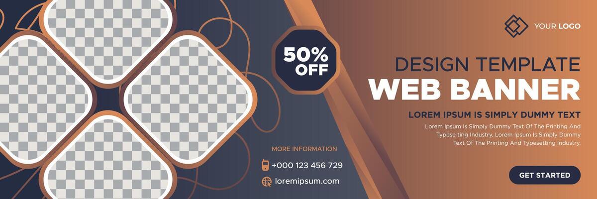 Abstract web banner template design with different geometric elements. Gradient cover design website header background. Social media business cover ads banner for invitation card, brochure, poster