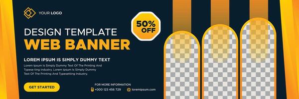 Abstract web banner template design with different geometric elements. Gradient cover design website header background. Social media business cover ads banner for invitation card, brochure, poster vector