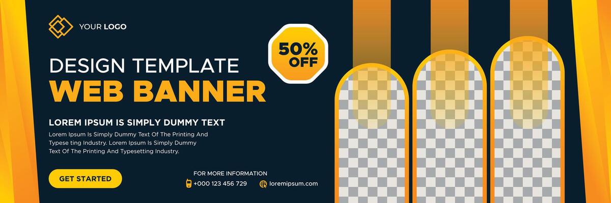 Abstract web banner template design with different geometric elements. Gradient cover design website header background. Social media business cover ads banner for invitation card, brochure, poster