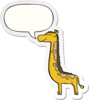 dessin animé girafe avec discours bulle autocollant png