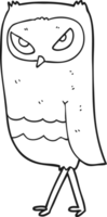 hand drawn black and white cartoon owl png