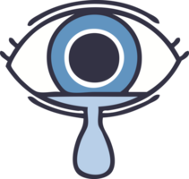 flat color retro cartoon of a crying eye png