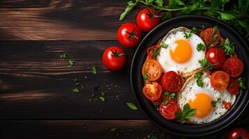 AI generated Delicious Breakfast Egg with Fresh Tomatoes photo