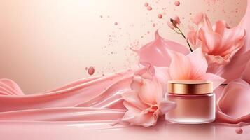 AI generated Elegant Cosmetic Products Background photo