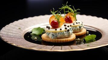 AI generated Delicious Canape on Elegant Plate photo