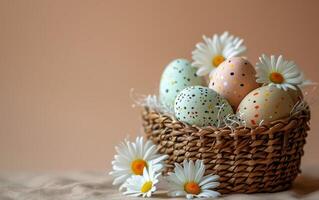 AI generated An Easter Basket Within a Daisy Garden photo