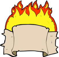 cartoon flammende heraldik scrollbanner png