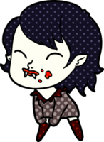 cartoon vampire girl with blood on cheek png