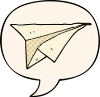 cartoon paper airplane with speech bubble in comic book style png