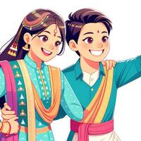 ai generado hermano y hermana celebrando bhai tika - bhai dhooj en tihar foto