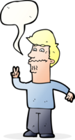 cartoon man giving peace sign with speech bubble png