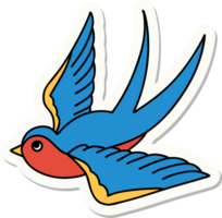 sticker of tattoo in traditional style of a swallow png