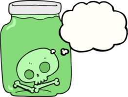 hand drawn thought bubble cartoon jar with skull png