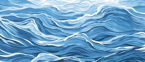 Blue ripples and water splashes waves surface flat style design vector illustration.