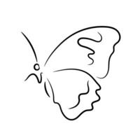 Beautiful butterfly side view outline vector