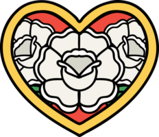 tattoo in traditional style of a heart and flowers png