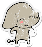 distressed sticker of a cute cartoon elephant png