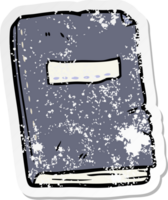 distressed sticker of a cartoon battered old notebook png