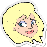 sticker of a cartoon happy female face png