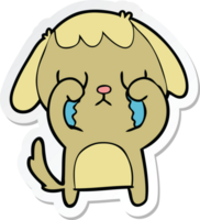 sticker of a cute cartoon dog crying png