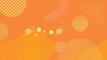 Orange abstract background with circles, lines and dots. Vector illustration.