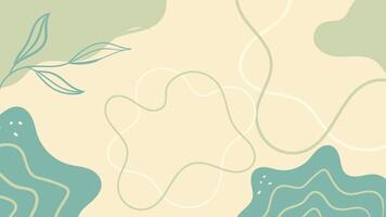 Abstract background with wavy lines and leaves in pastel colors. vector