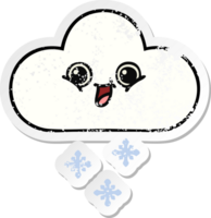 autocollant en détresse d'un joli nuage de neige de dessin animé png