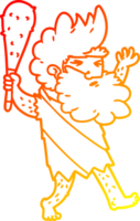 warm gradient line drawing of a cartoon cave man png