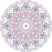 A circular design with a pink and blue pattern vector