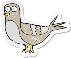 retro distressed sticker of a cartoon pigeon png