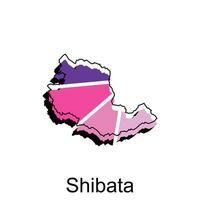 Map City of Shibata design template, World Map International vector template with outline graphic sketch style isolated on white background