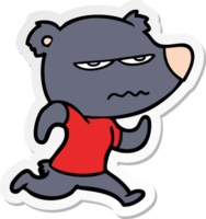 distressed sticker of a cartoon bear png